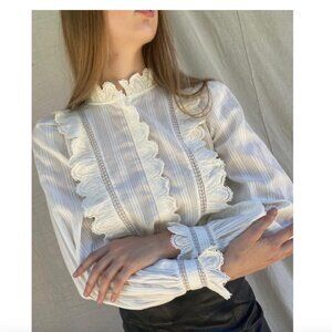 Sezane Marianella Blouse, Organic Cotton, Size 34